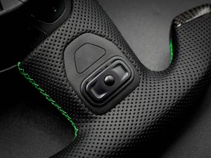 Jeep Wrangler JL Custom Steering Wheel - Carbon Fiber - F1 Style - Flat Bottom - Alcantara/ Green Stitch